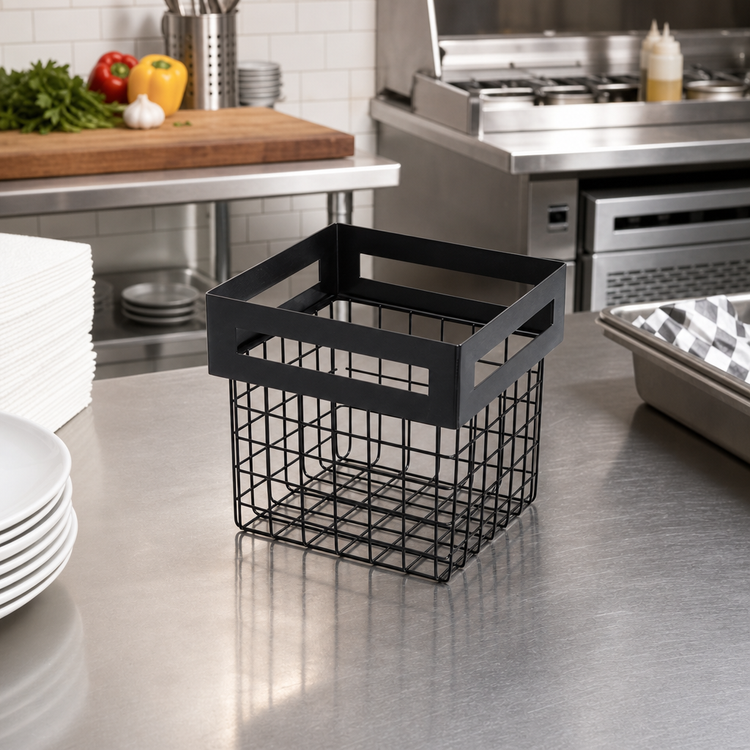 Product image #3 for American Metalcraft Twilight Rectangular Nestable Metal Serving Basket, Black, 6-7/8 x 6-3/10 x 6 Inches