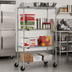 Thumbnail image #2 for Eagle Group 4-Tier Chrome Wire Shelving Dolly Truck, 48 x 18 Inches, 69 Inches High