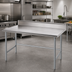 Thumbnail image #2 for Advance Tabco 72 Inch x 36 Inch 16 Gauge 430 Stainless Steel Work Table with 5 Inch Backsplash and Galvanized Legs