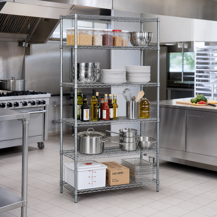 Product image #2 for Redi-Pak 5-Tier Wire Shelving Unit, 36W x 18D x 74H, Pewter Gray Epoxy