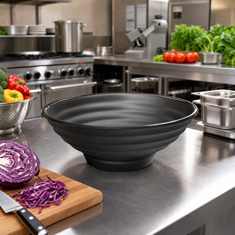 Product image #3 for Ardesia Kumata 3-3/4 Qt. Round Melamine Bowl, 13-1/2-Inch Diameter, Black