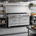 Thumbnail image #2 for Southbend Ultimate 60-Inch Gas Restaurant Range with 6 Star/Sauté Burners, 24-Inch Raised Griddle/Broiler, Convection Oven, and Cabinet Base