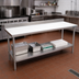 Thumbnail image #2 for Advance Tabco Poly-Vance Poly-Top Work Table with 6-Inch Stainless Steel Backsplash and Adjustable Undershelf, 108 x 24 Inches