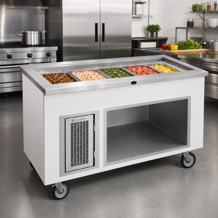 Product image #2 for Randell Ice-Cooled Cold Pan Serving Station, 72-Inch, 5-Pan, Mobile, Enclosed Base