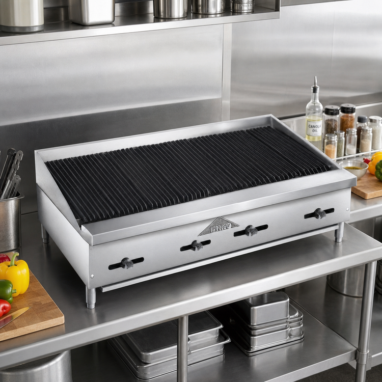 Product image #2 for Comstock-Castle 48-Inch Countertop Gas Lava Rock Char-Broiler with Cast Iron Grates
