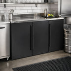 Thumbnail image #3 for Perlick Corporation PTR72 72-Inch 3-Section Remote Pass-Thru Back Bar Refrigerator, 6 Solid Doors, Black Exterior, Stainless Steel Top