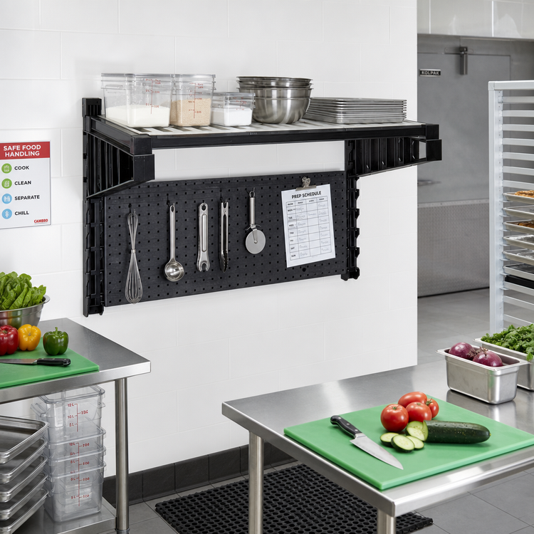 Product image #2 for Cambro Camshelving Elevation Wall-Mounted Task Station Starter Kit, 18 x 36 x 30-1/4 Inches, Black