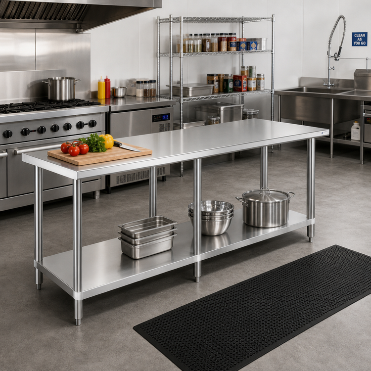 Product image #2 for Steel Works Stainless 84-Inch x 24-Inch x 34-Inch Stainless Steel Work Table with Undershelf