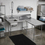 Thumbnail image #2 for Advance Tabco DTS-D70-144R L-Shaped Right-to-Left Dish Table with Landing and Pre-Rinse Sink, 143-Inch, 16-Gauge 304 Stainless Steel