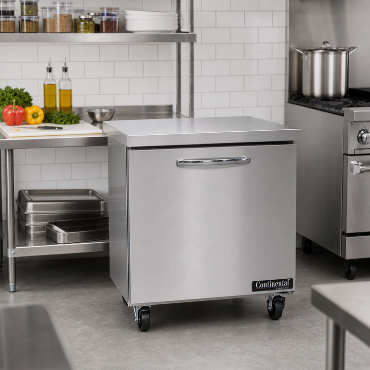 Product image #2 for Continental Refrigerator 32-Inch One-Section Work Top Freezer with Stainless Steel Flat Top and R290 Refrigeration