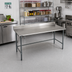 Thumbnail image #2 for BlendPort® Budget Series 72-Inch x 24-Inch 430 Stainless Steel Work Table with 4-1/2-Inch Backsplash and Galvanized Tubular Base