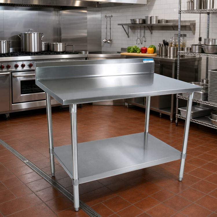 Product image #2 for BK Resources 72 x 30 Inch Stainless Steel 5 Inch Riser Work Table with Galvanized Undershelf