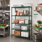 Thumbnail image #2 for Quantum WR74-2430P-5 30"W x 24"D x 74"H Wire Shelving Starter Kit, 5 Shelves, Green Epoxy Finish, 600-800 lb. Capacity