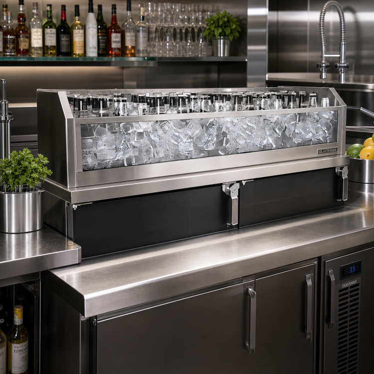 Product image #2 for Glastender 36-Inch Wide x 16-Inch Deep x 9-Inch High Glass Ice Display Unit for Back Bar