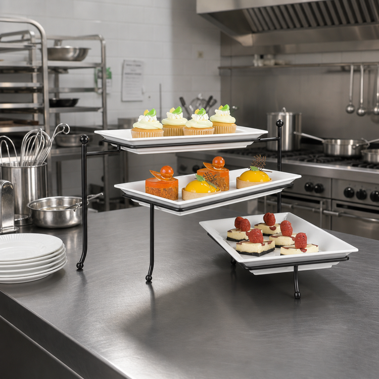 Product image #2 for Ironworks 3-Tier Center-Swing Rectangular Wrought Iron Buffet Display Stand