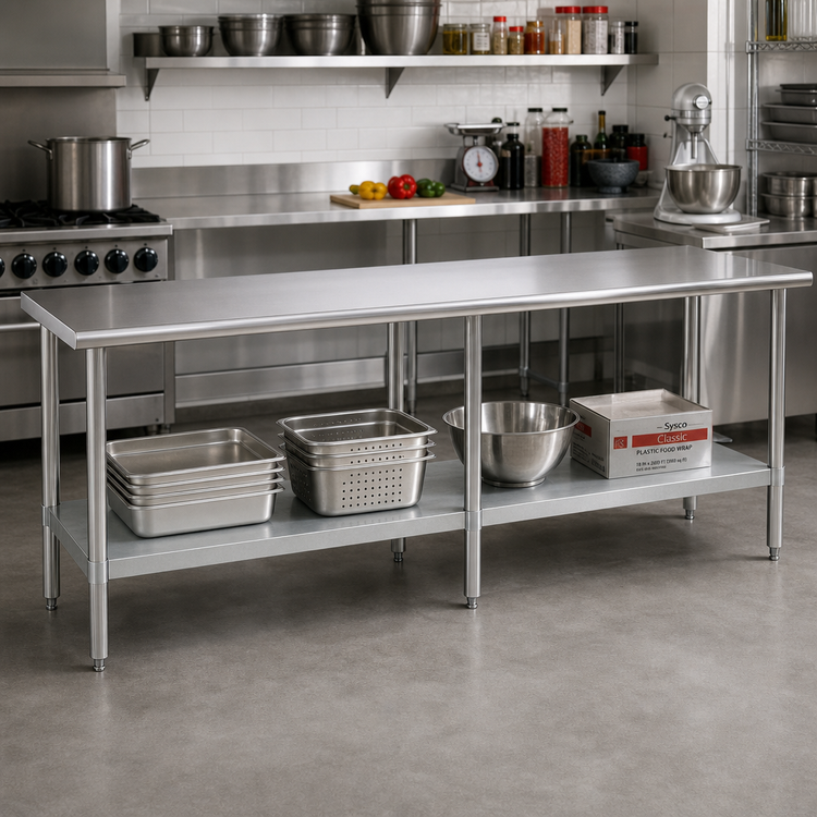 Product image #2 for Eagle Spec-Master 108-Inch x 24-Inch 14-Gauge Stainless Steel Work Table with Adjustable Galvanized Undershelf