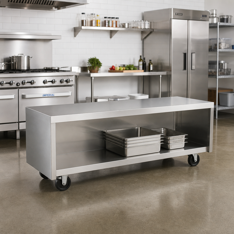 Product image #2 for La Rosa Refrigeration Mobile Open Cabinet Equipment Stand, 86 x 24 Inches, 304 Stainless Steel