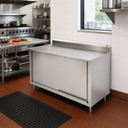 Thumbnail image #2 for John Boos 4CS6R5-2460 60 x 24 Inch Stainless Steel Enclosed Work Table with Sliding Doors, 5-Inch Backsplash, 16-Gauge Type 300 Top