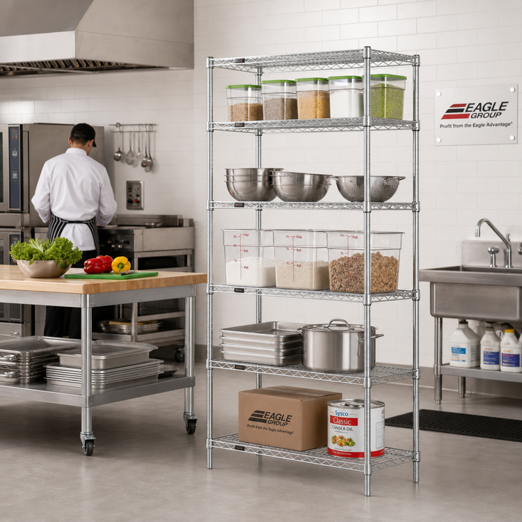 Product image #2 for EAGLEbrite 5-Tier Commercial Wire Shelving Starter Unit, 42 x 21 x 74 Inches, Zinc Finish