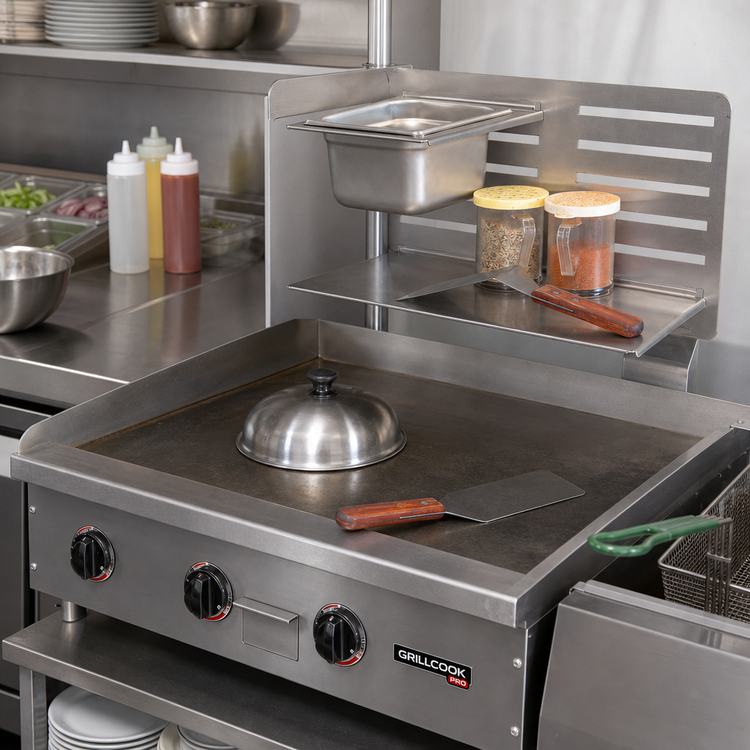 Product image #2 for BK Resources GrillCook Pro Upright Prep Shelf Stand with 18-Inch Shelf and 1/6 Pan Holder