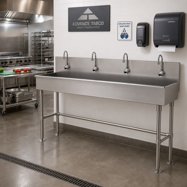 Product image #2 for Advance Tabco 96-Inch Multiwash ADA Hand Sink with 4 Electronic Faucets