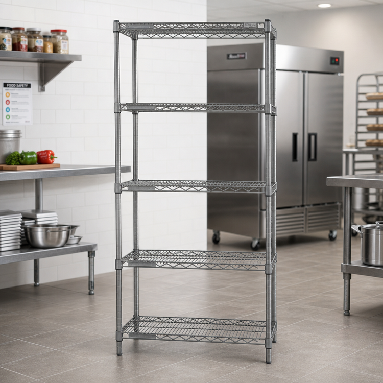 Product image #2 for Eagle Group Valu-Master 5-Tier Wire Starter Shelving Unit, 30 x 24 x 74 Inches, Pewter Gray Epoxy Finish