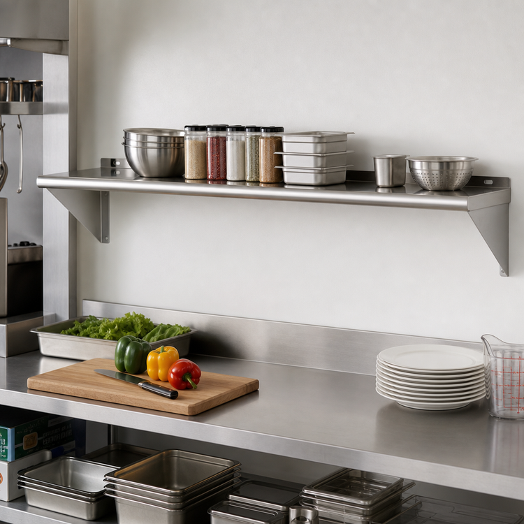 Product image #2 for Eagle Group WS1060TL 60 Inch x 10 Inch Wall-Mounted Tab-Lock Stainless Steel Shelf