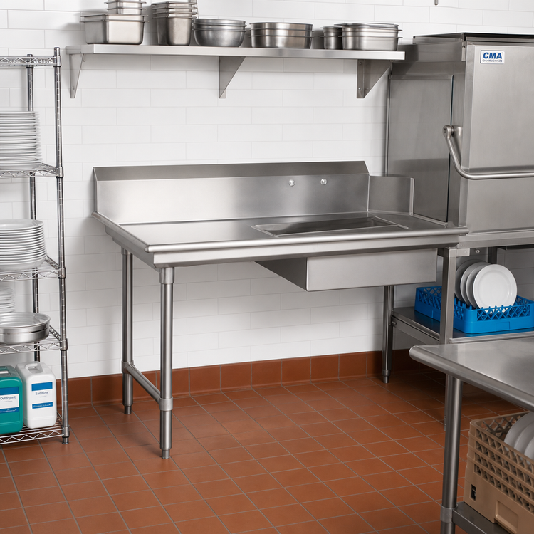 Product image #2 for Straight Soiled Dishtable with 20 x 20 x 5-Inch Sink, 36 x 29 x 42-3/4-Inch, Left-to-Right Operation