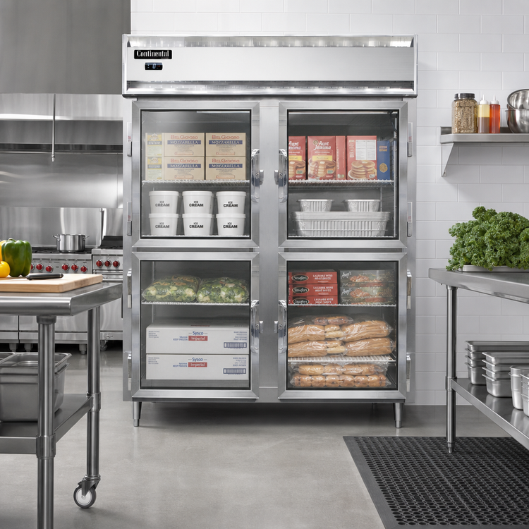 Product image #2 for Continental Refrigerator D2FENSAGDHD Designer Line Two-Section Wide Reach-In Freezer with Half-Height Glass Doors