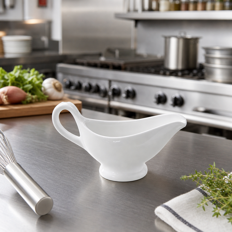 Product image #2 for American Metalcraft Small White Porcelain Gravy Boat, 3 oz., with Tapered Spout