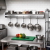 Thumbnail image #2 for Eagle Group Wall-Mounted Stainless Steel Pot Rack Shelf with 6 Hooks, 72 Inch W x 15 Inch D