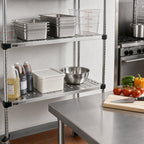 Thumbnail image #2 for Metro Super Erecta 1424LS Louvered Stainless Steel Shelf with Raised Ship's Edge, 24"W x 14"D