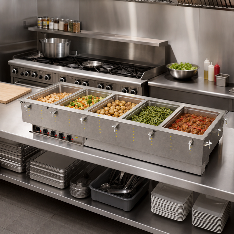 Product image #2 for Vollrath Five-Well Full-Size Marine Grade Insulated Hot Food Well Drop-In with Auto-Fill and Infinite Controls, 240V