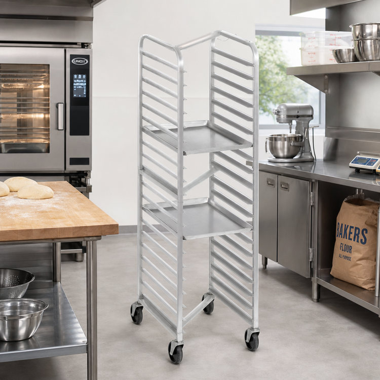Product image #3 for Channel Standard Heavy-Duty Mobile Aluminum Nesting End-Load Bun Pan Rack, 20-Pan Capacity