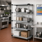 Thumbnail image #2 for Quantum WRS4-74-1454SS Solid Shelving Starter Kit, 54 x 14 x 74 Inches, 4-Shelf, 304 Stainless Steel, Stationary