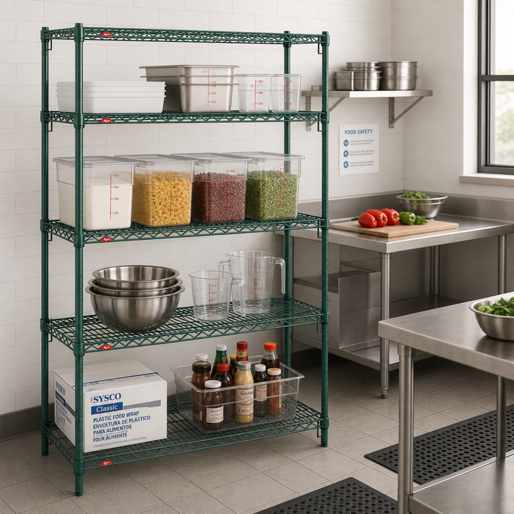 Product image #3 for Metro Super Adjustable Super Erecta 4-Shelf Starter Wire Shelving Unit, 24 x 21 x 63 Inches, Metroseal 3 Green Epoxy-Coated Finish with Microban