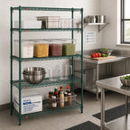 Thumbnail image #3 for Metro Super Erecta A416K3 4-Shelf Starter Wire Shelving Unit, 24 x 21 x 63 Inches, Green Epoxy-Coated Finish