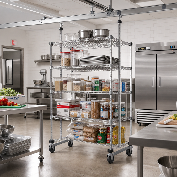 Product image #2 for Quantum 21-Inch Overhead Track Mobile Shelving Kit with 74-Inch Posts