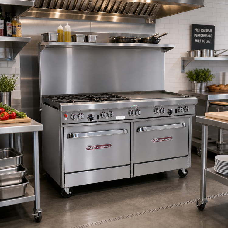 Product image #2 for Southbend Ultimate 60-Inch Gas Restaurant Range with 4 Burners, 36-Inch Griddle, Standard Oven, and Convection Oven