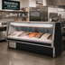Thumbnail image #2 for Howard-McCray 34E Series Self-Contained Fish and Poultry Service Case, 148.5 Inch, Endless Design, Black Exterior/White Interior, LED