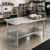 Thumbnail image #2 for Klinger's Trading 73-Inch x 30-Inch Stainless Steel Dish Sorting Table with Undershelf