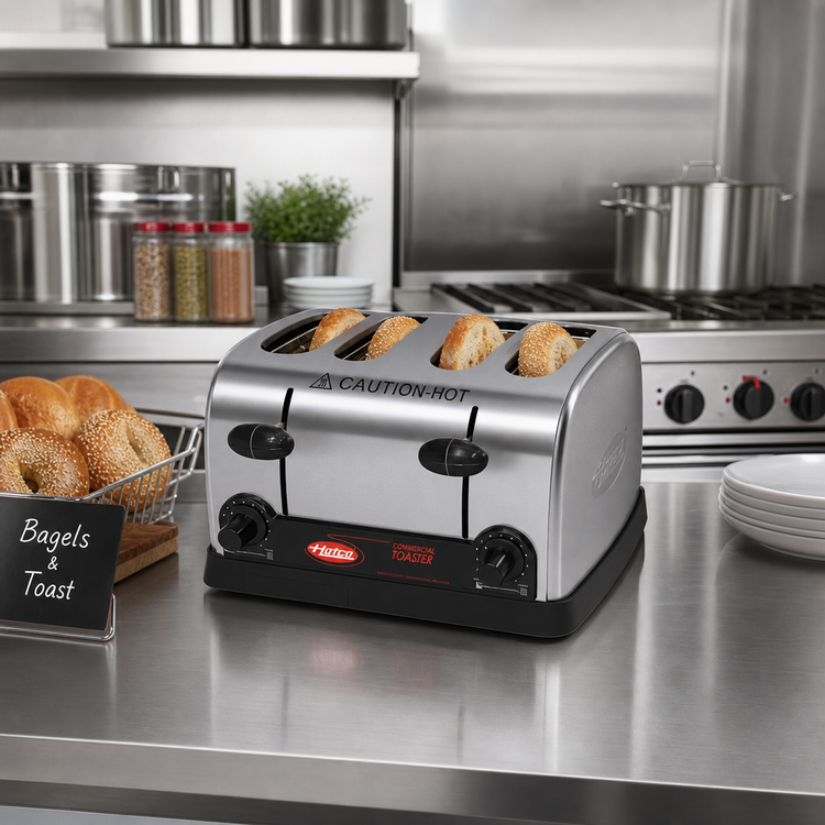 Product image #2 for Hatco Quick Ship 4-Slot Commercial Pop-Up Bread & Bagel Toaster, 120V, Stainless Steel