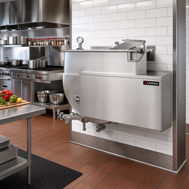 Product image #2 for Legion LTWC-80 80-Gallon Direct Steam 2/3 Jacketed Wall Mount Kettle