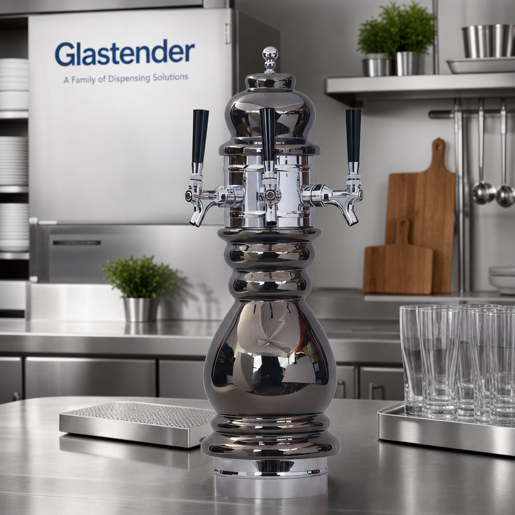 Product image #2 for Glastender Black Forest 2-Faucet Air-Cooled Mirror Finish Draft Dispensing Tower