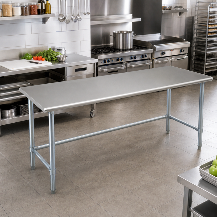 Product image #2 for Eagle Deluxe Series 120-Inch x 36-Inch Flat Top Stainless Steel Work Table with Galvanized Tubular Base