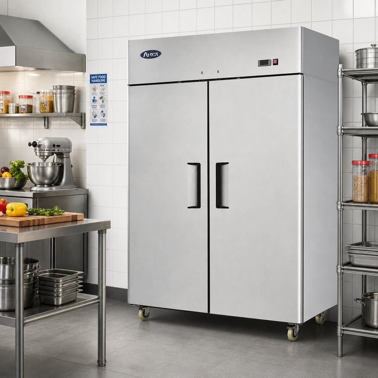 Product image #2 for Atosa 2-Section Reach-In Refrigerator/Freezer with Left Freezer and Right Refrigerator, Top-Mount Self-Contained