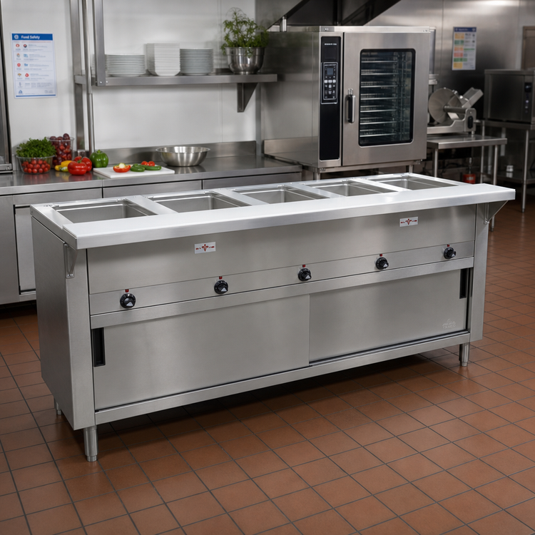 Product image #2 for Advance Tabco Triumph (Supreme) 77-3/4 Inch Electric Hot Food Table with 5 Sealed Wells and Enclosed Base