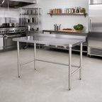 Thumbnail image #2 for Klinger's Trading NBSG1848 48 x 18 x 38 in Work Table, 18-Gauge 430 Stainless Steel Top, Open Galvanized Base, 2 in Rear Upturn