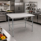 Thumbnail image #2 for John Boos Stallion ST6R1.5-2460GBK 60 x 24 Inch Stainless Steel Work Table, 16-Gauge 300 Series Top, Rear Riser, Galvanized Base