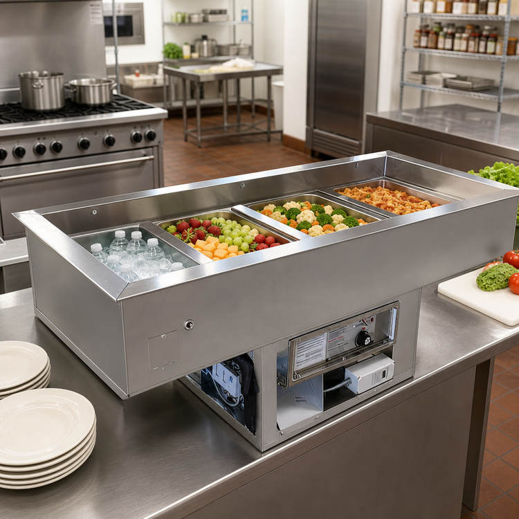 Product image #2 for BK Resources Dual Temperature Drop-In Hot/Cold Food Well, 4-Pan, 12 x 20 Pan Capacity